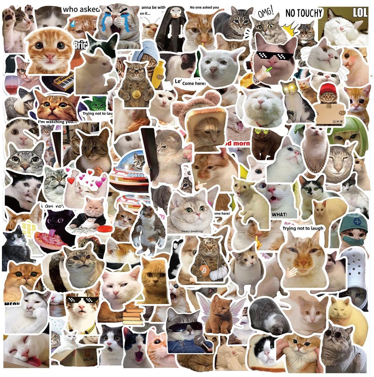 Omgoods - Set van 150 Waterdichte Kattenstickers voor Creatief Gebruik
