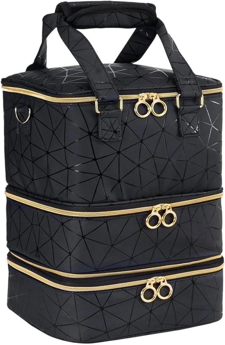 3-Laags Nagellak Organizer en Opbergcase voor 84 Flesjes, Grote Schoudertas voor Manicure Gereedschap en Nagellamp, Perfect voor Reizen en Thuisgebruik