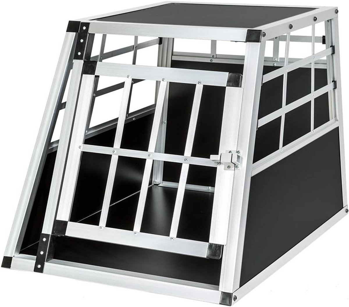 Hondenbench - Hondentransportbox - Veilig Vervoer - Trapezium Vorm - 54 x 69 x 50 cm - Aluminium