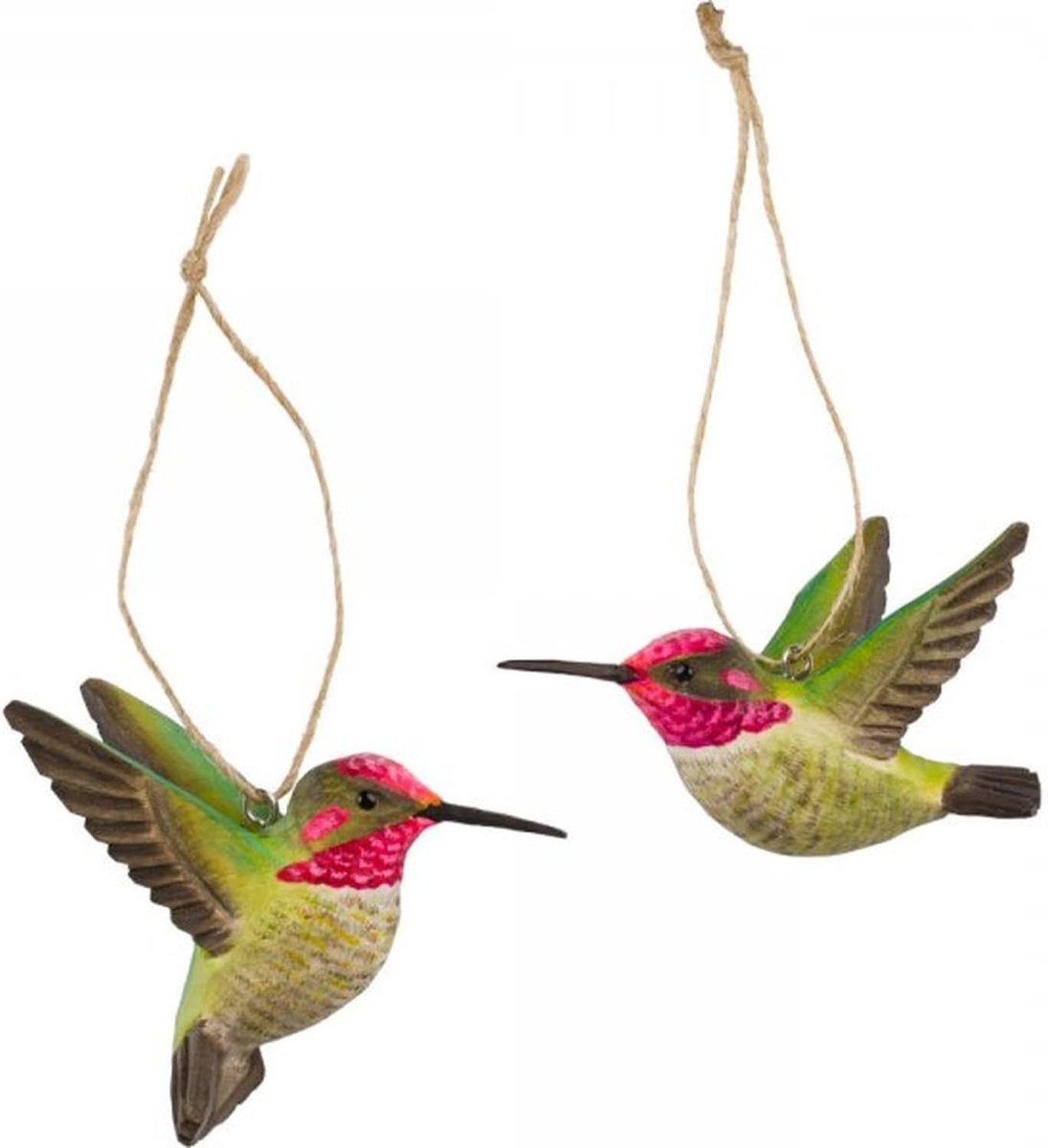 Decoratieve vogel - Houten figuur - Tuindecoratie - Handgesneden detail - 9.8 x 4.3 x 3 cm - Meerkleurig
