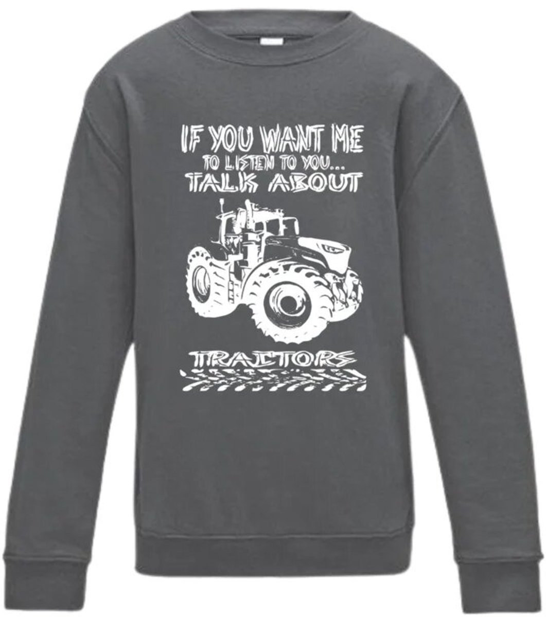 Jongens trui tractor - Grijs - 146/152