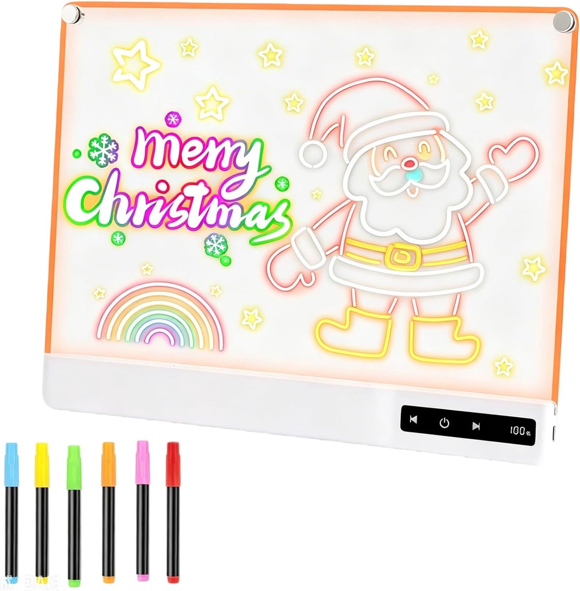 Tekentablet - LED Tekenbord met Licht - 35x25 cm - Oplaadbaar - 8 Kleurmodi - 7 Markers - Voor Kinderen en Volwassenen - Perfect voor Halloween en Kerstmis