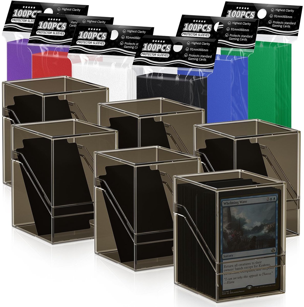 Omgoods - Set van 6 Kaartdozen met 600 Beschermhoezen voor Trading Cards