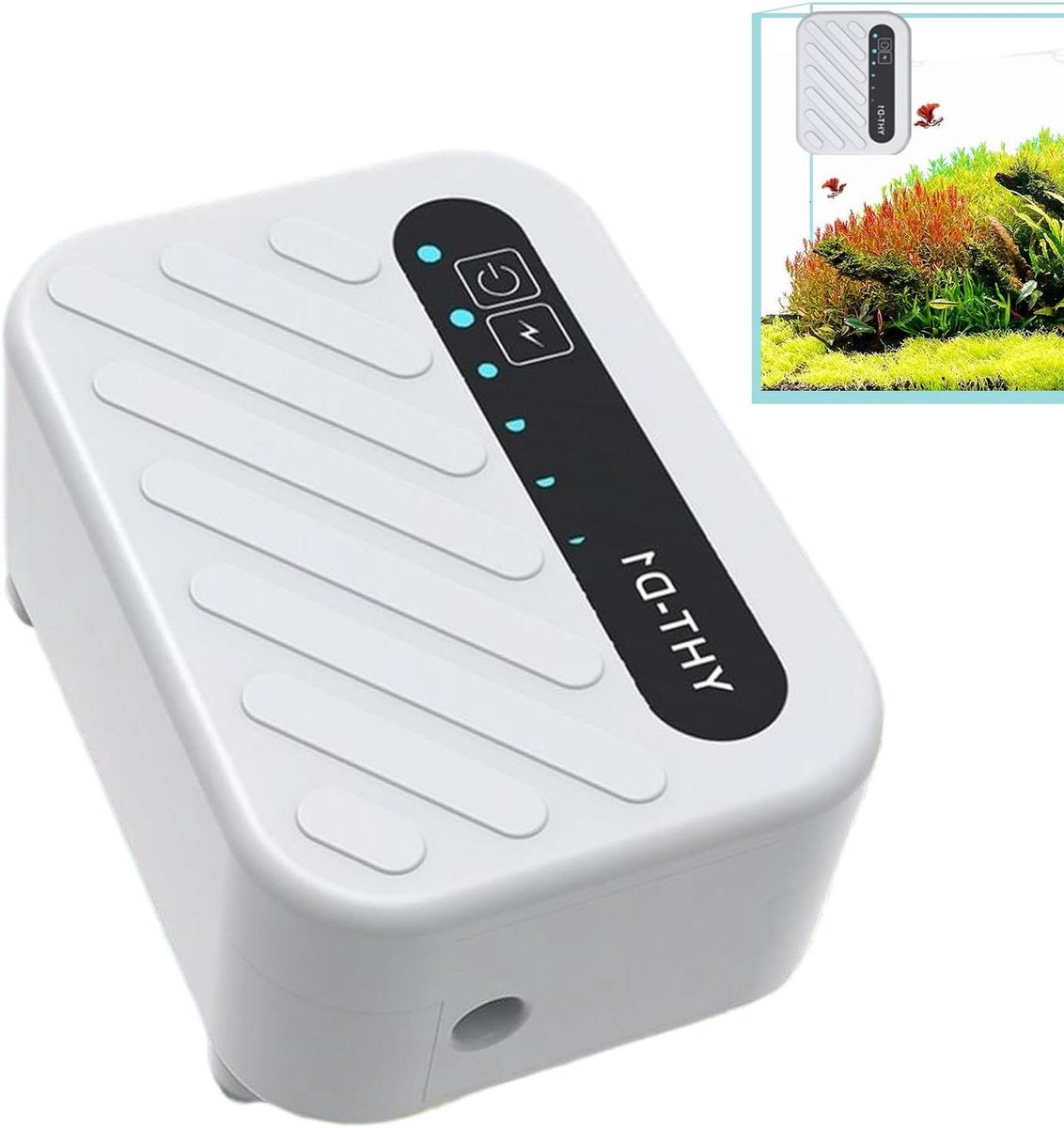Aquarium Luchtpomp - Beluchter USB - Aquarium Zuurstof - Stil en Draagbaar - 45 uur - Wit