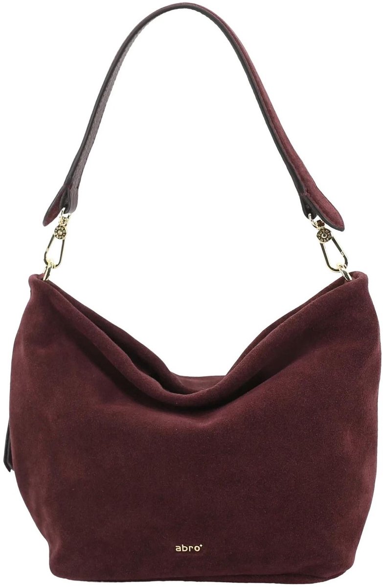 abro schoudertas Leather Suede Ebony Shoulder Bag Burgundy wijnrood