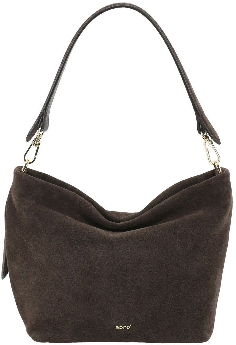 abro schoudertas Leather Suede Ebony Shoulder Bag Dark Brown donkerbruin