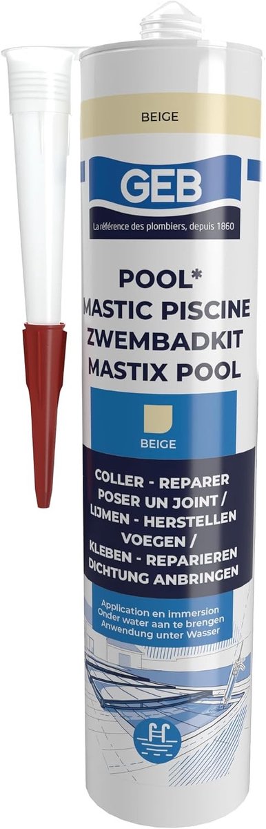 Speciale waterdichte kit voor zwembad - Beige - 290 ml - Oplosmiddelvrije MS-polymeerkit - Voor Lijmen en Repareren