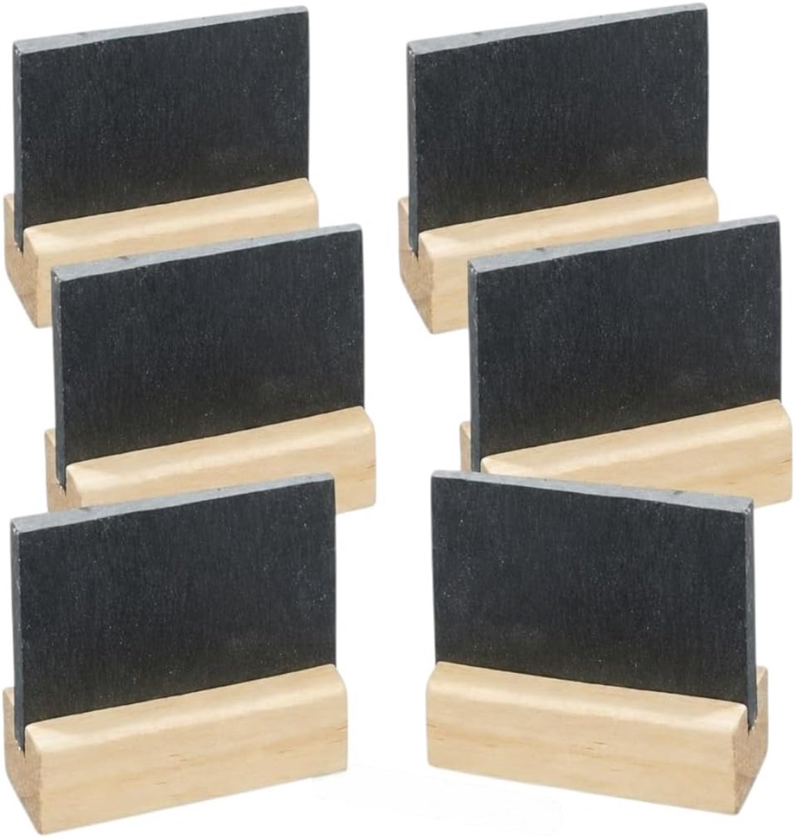 Kaarthouders Set - Hout - 8 x 2,5 x 2,5 cm - Met Leisteen en Krijt - Voor Bruiloft en Evenementen
