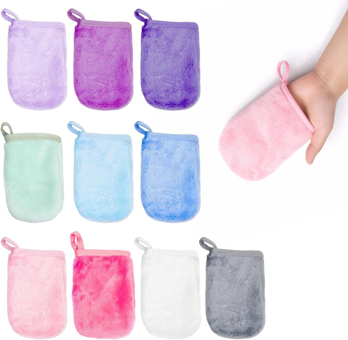 Herbruikbare microvezel make-up verwijderhandschoenen - Wasbare reinigingsdoekjes voor gezicht, zacht en geschikt voor alle huidtypes, milieuvriendelijk en duurzaam
