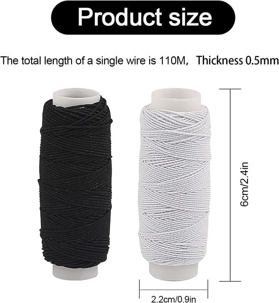 Shirring Elastiek voor Naaien - Zwart - 0,5 mm - Elastisch Garen voor Naaimachine - Voor Kleding en Sieraden — afbeelding 3