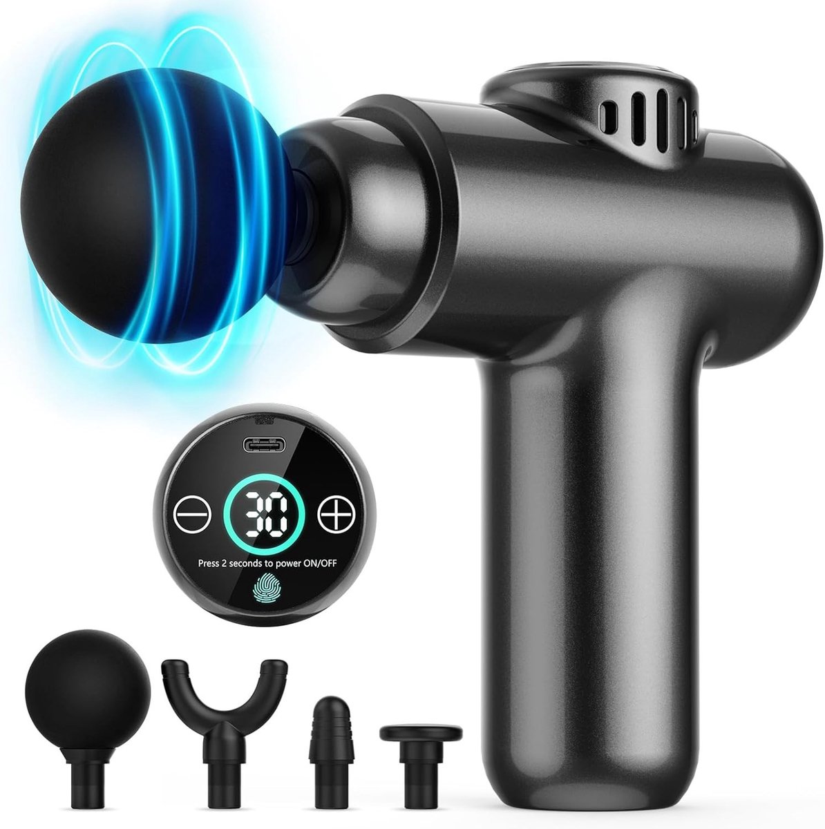 Beenmassageapparaat - Zwart - Mini Draagbaar Massagepistool met 30 Snelheden - Diepweefselmassage voor Spierpijn en Stijfheid