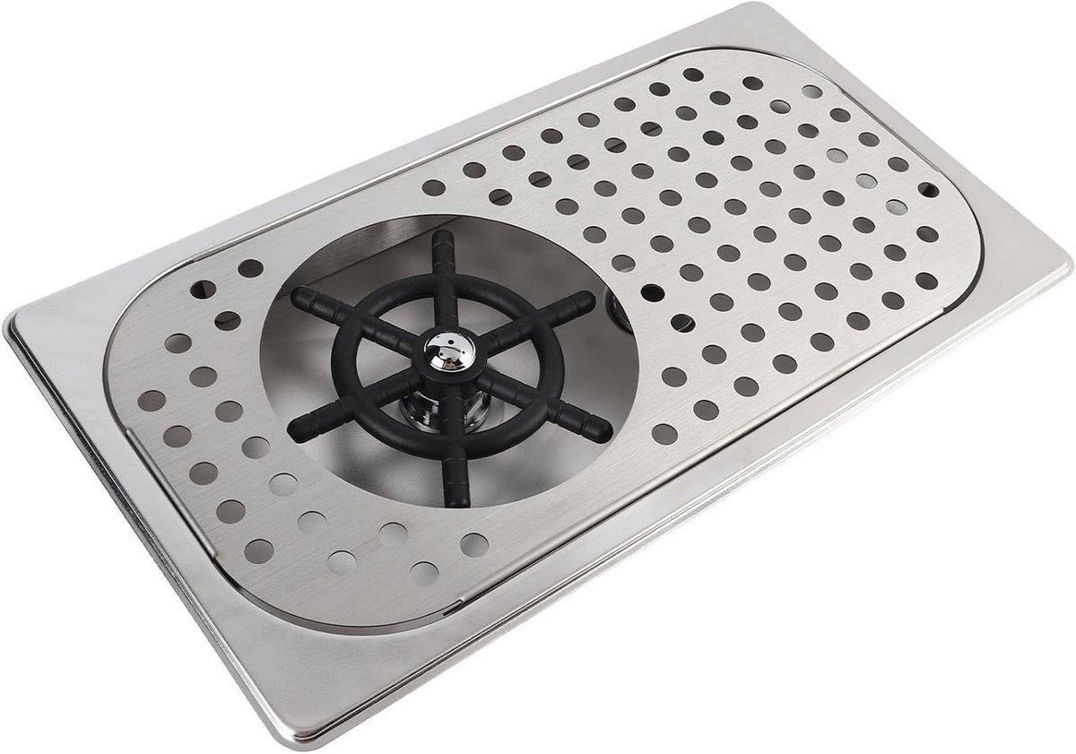 Automatische Glasreiniger - Bekerwasser Bar - Snel Glazen Wassen - Zelfreinigend - 32.5 x 17.5 cm - Zilver