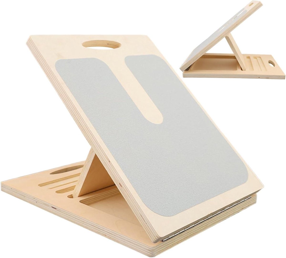 Kuitspier Stretcher - Houten Wedge Block - Balans Training - Verstelbare Hoeken - 40x30cm - Houtkleur