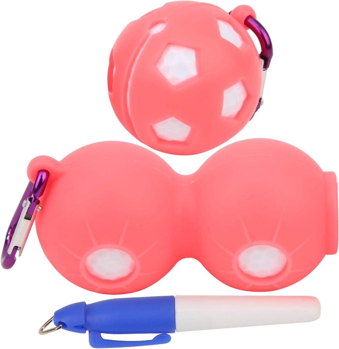 Dubbele Balhouder - Opberghoes - Sport Ballen - Met Sleutelhanger - 9x48 cm - Zwart