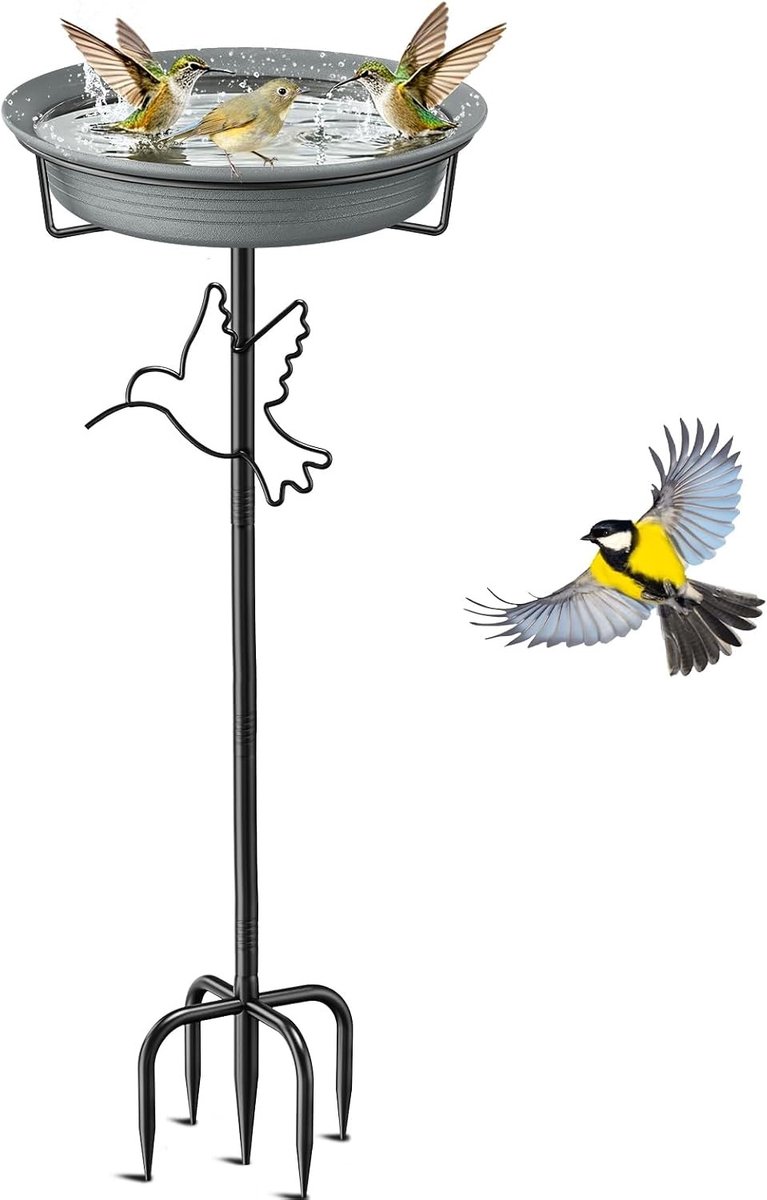 Grote Vogelbad en Voederkom voor Tuin, Vorstbestendig Waterbad voor Wilde Vogels