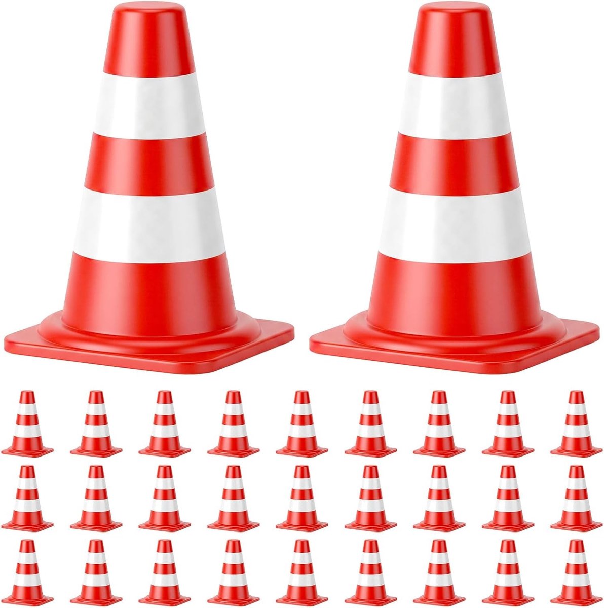 Mini-pylonen waarschuwingskegels 2,4 cm - verkeershutten, markeringshoedjes voor modelbouw en speelgoedauto's, ideaal voor straatblokkering en diorama's