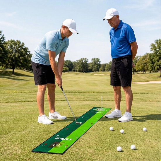 Golfputtingmat - Oefenmat Golf - Golfvaardigheden Verbeteren - Dubbele Snelheid Schoten - 30 x 250 cm - Veelkleurig — afbeelding 3