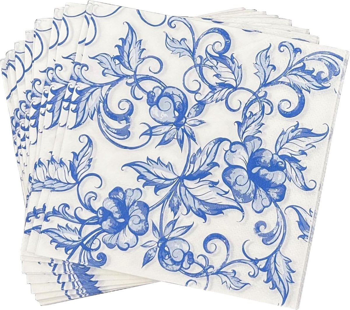 Papieren Servetten - Blauw - 16,5 x 16,5 cm - Zacht Papier met Traditionele Patronen - Voor Feestjes en Dagelijks Gebruik
