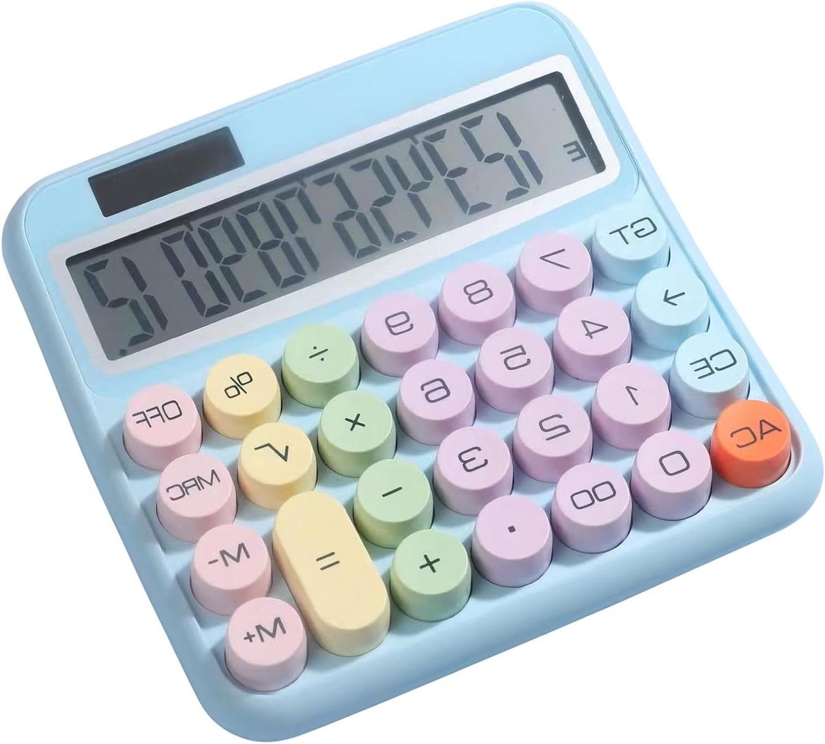 Grote Rekenmachine - Bureaucalculator Tientallen Rekenmachine - Dagelijkse Berekeningen - Grote Toetsen LCD Scherm - 12 Cijfers - Blauw