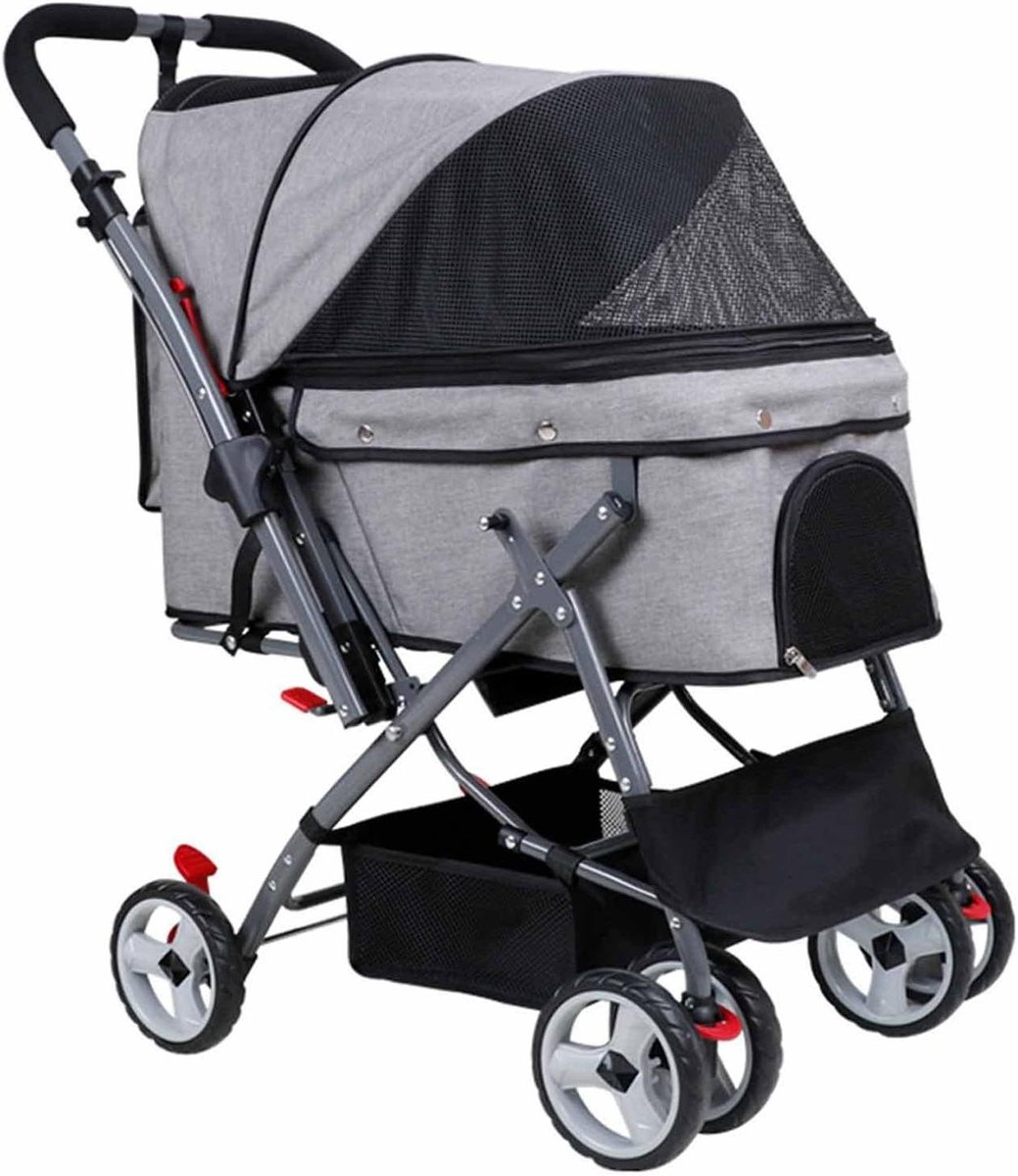 Huisdier Wandelwagen - Dierenbuggy Jogger - Reizen met Huisdier - Schokabsorberende Wielen - 35 Pond Max Gewicht - Grijs