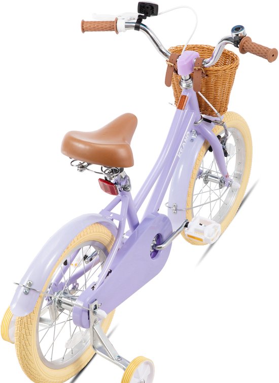 KEANO 12 Inch Kinderfiets voor Meisjes, 3-4 Jaar, 33-41 inch, met Zijwieltjes, Kinderfiets Paars — afbeelding 4
