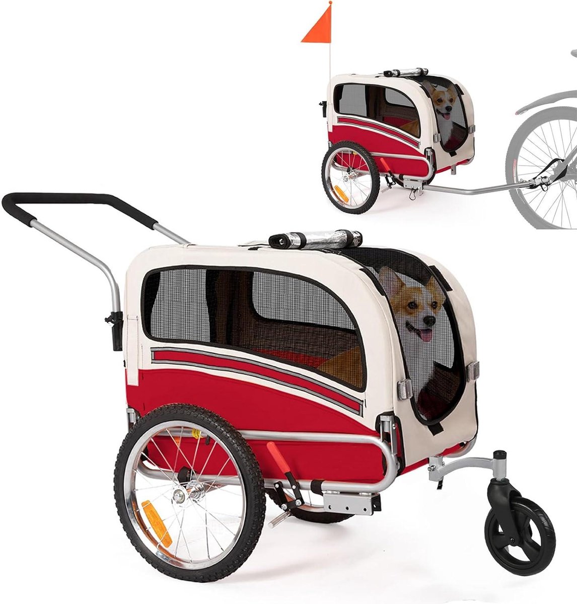 Hondenfietskar - Dierenkar Aanhanger - Veilig Vervoer Hond - 3-in-1 Functionaliteit - Tot 40 kg - Blauw