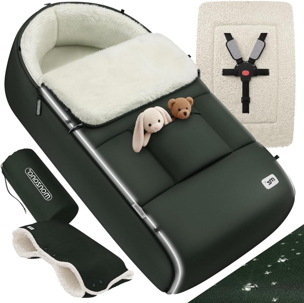 Voetenzak Kinderwagen - Babyzak Buggy - Baby Warm Houden - Waterafstotend Materiaal - Universele Pasvorm - Donkergroen