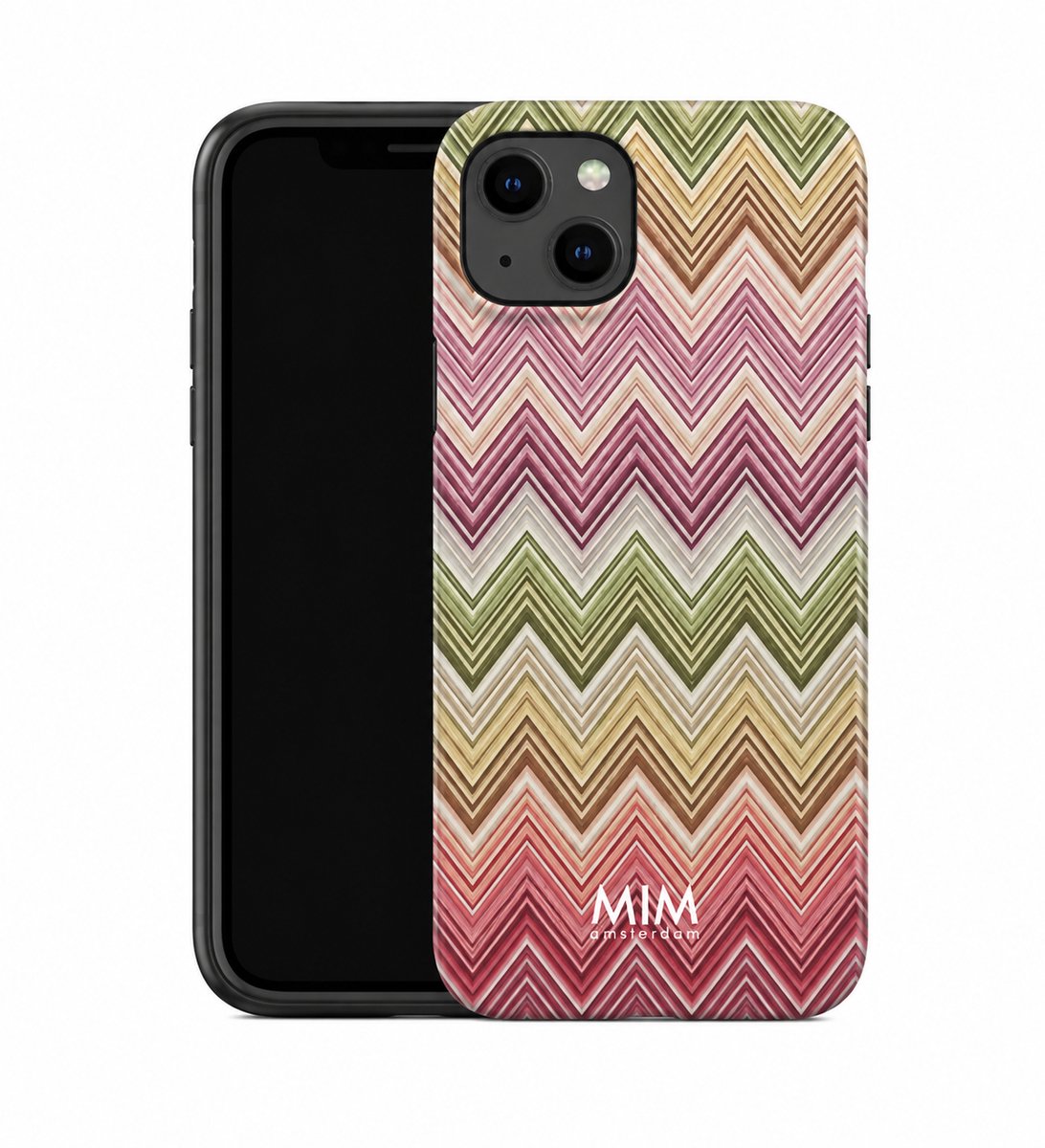 MIM Amsterdam - Happy Hour- Geschikt voor iPhone 15 - Telefoonhoesje - Shockproof Case - IKAT print - Beschermhoes - Trendy Phone Case