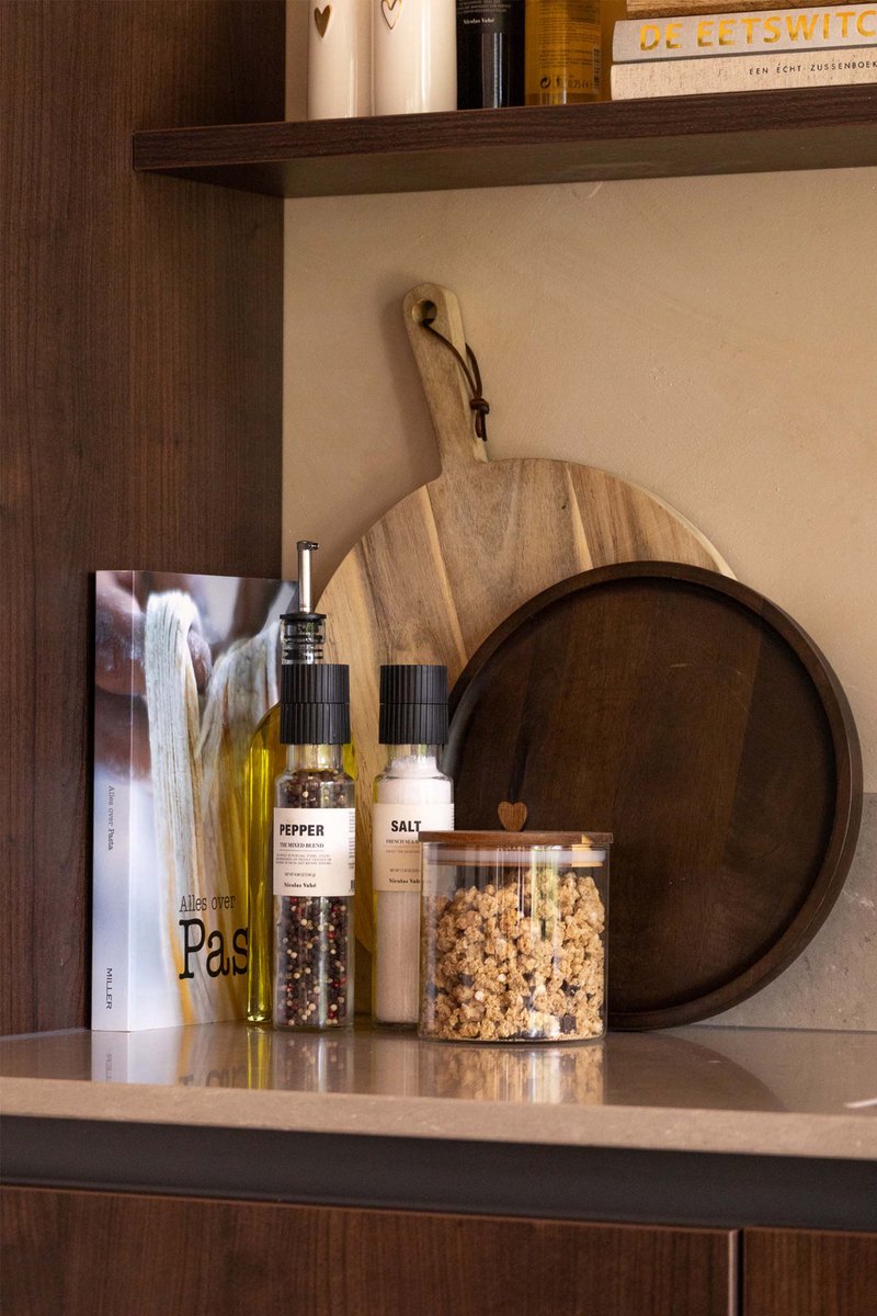 Zusss Storage Jar Smile Every Day S Glas / Acacia Hout Naturel