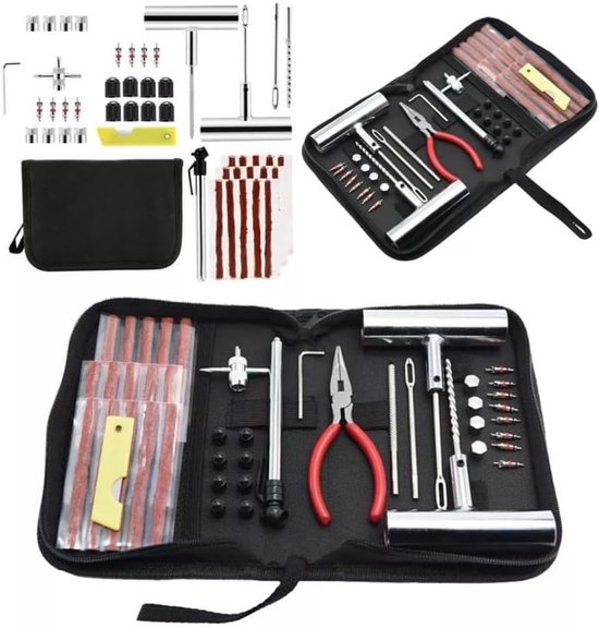 Bandenreparatieset - Pechset banden - Noodhulp onderweg - 46-delige complete set - Universeel - Zilver — afbeelding 5