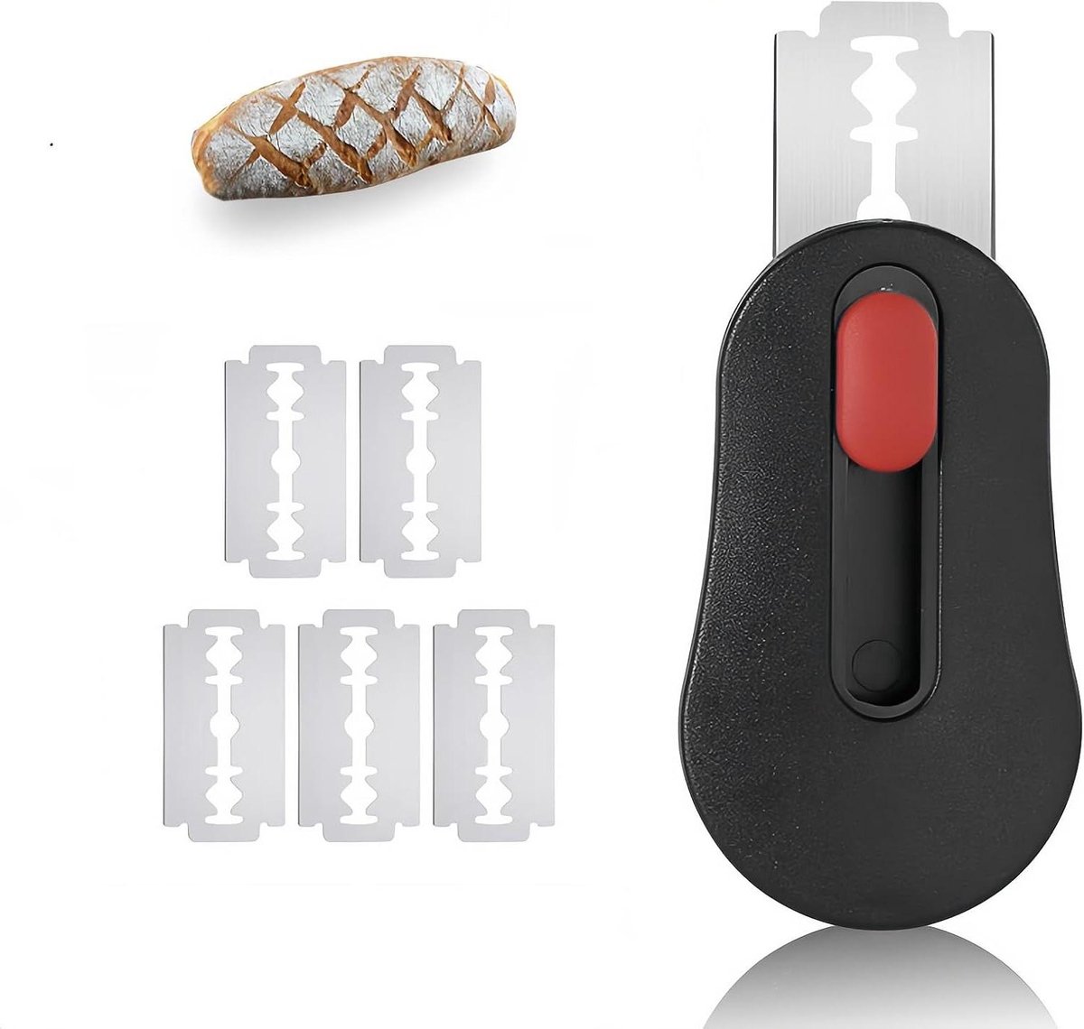 Broodsnijder Set - Broodmes Bakken - Brood Bakken - Met 5 Mesjes - 17.5 x 11.6 x 1.1 cm - Zilver