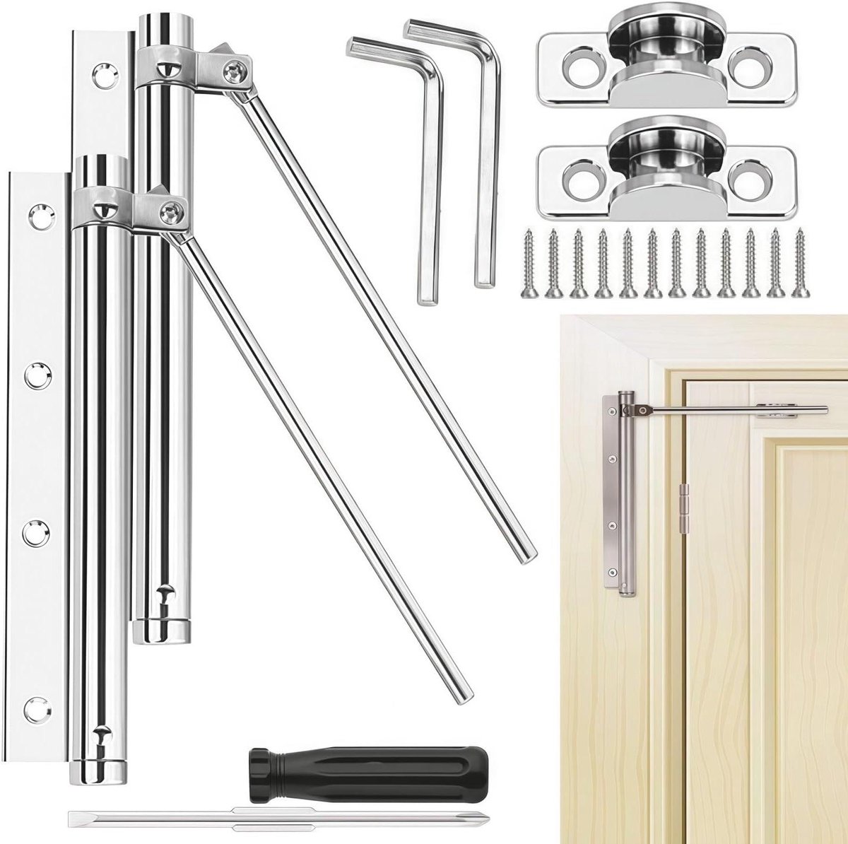 Deurdrangers - Automatische Deurveren - Stille Deuren Sluiten - Verstelbare Sluitkracht - 2 stuks - Zilver