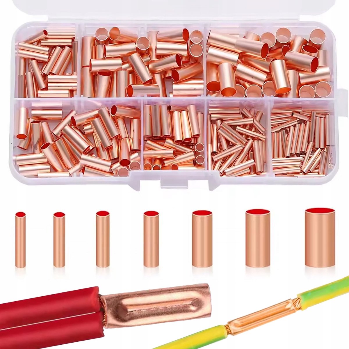 Rosfix Koperhulzen GT125 Set - 125 Stuks, Zuiver Koper - 2–22 Mm², 12 mm Lengte