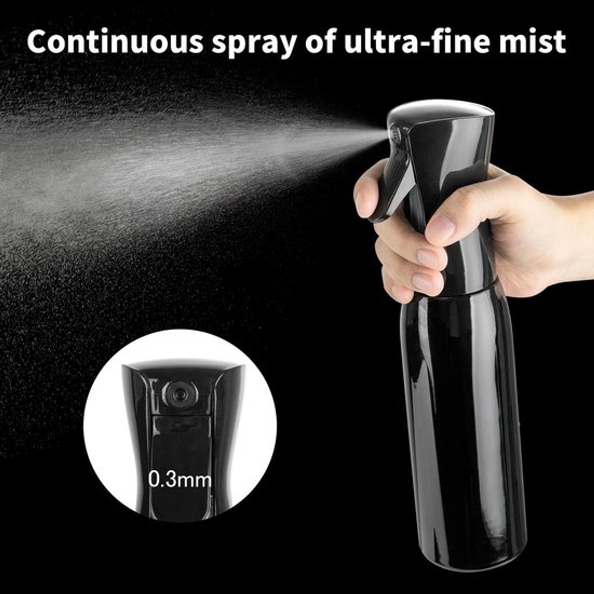 Waterverstuiver 300 ml - Continue Fijne Nevel - Sprayfles met 360°-functie - Ergonomische Trekker - Geschikt voor Planten/Krullend Haar