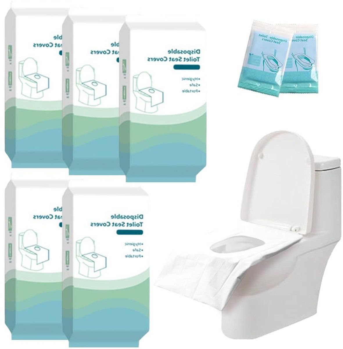 Wegwerp Toiletzitting Covers - Toilet Covers - Reizen en Openbaar Gebruik - Individueel Verpakt - 40x60 cm - Wit