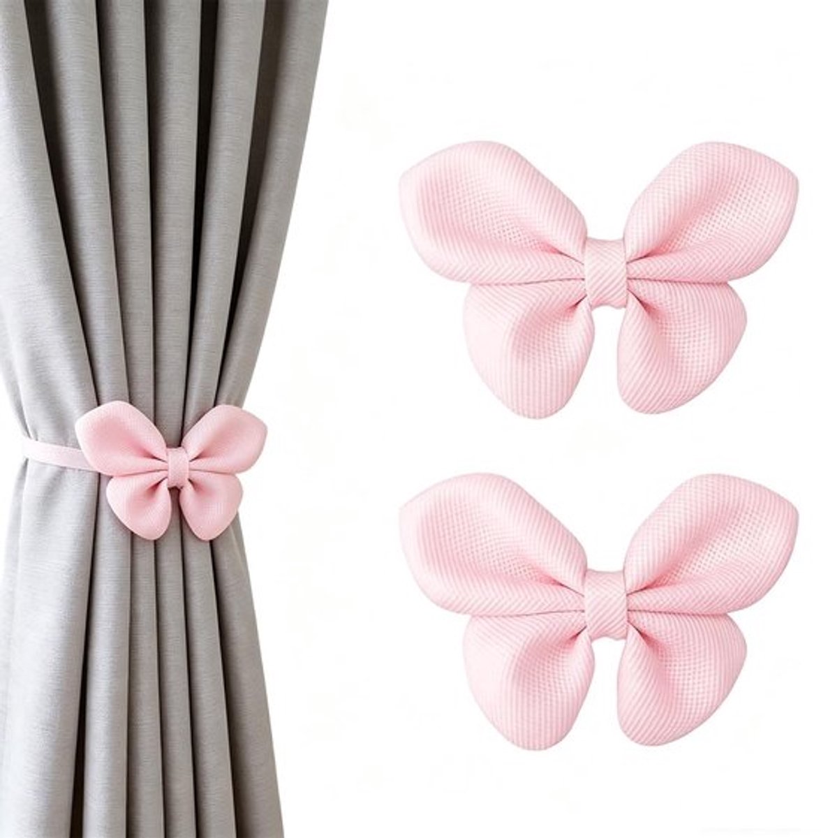 Gordijnhouder Elegante Strikdesign - Verstelbare Gordijnhouder - Magnetische Gordijnhouder - Decoratieve Gordijnband - Voor Kinderkamer/Slaapkamer - Eenvoudig in Gebruik - Raamdecoratie