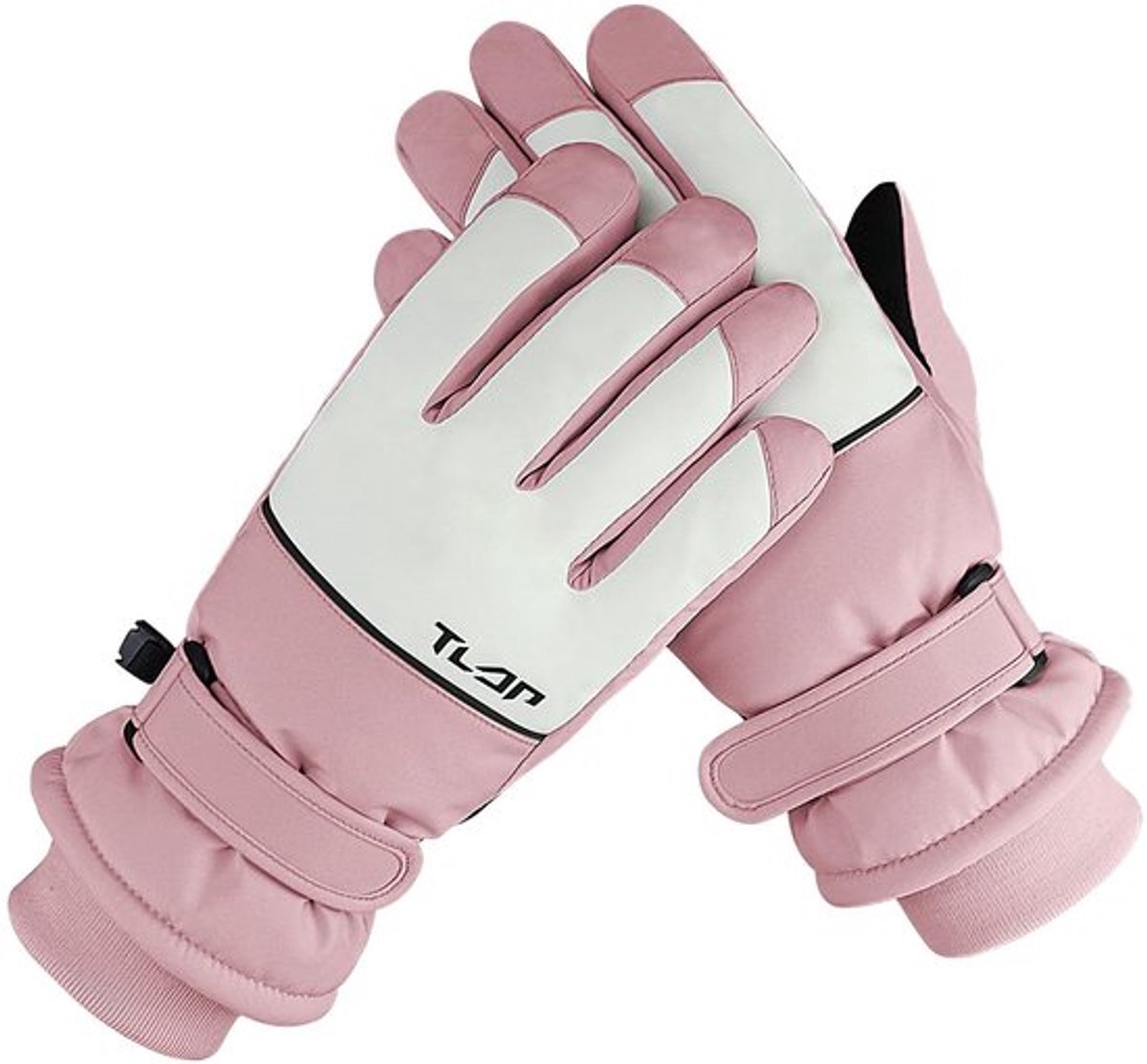 Andiker Skihandschoenen voor dames, winddichte, waterdichte thermo-handschoenen met pluche voering, anti-verliesgesp, antislip handpalm, touchscreen-winterhandschoenen