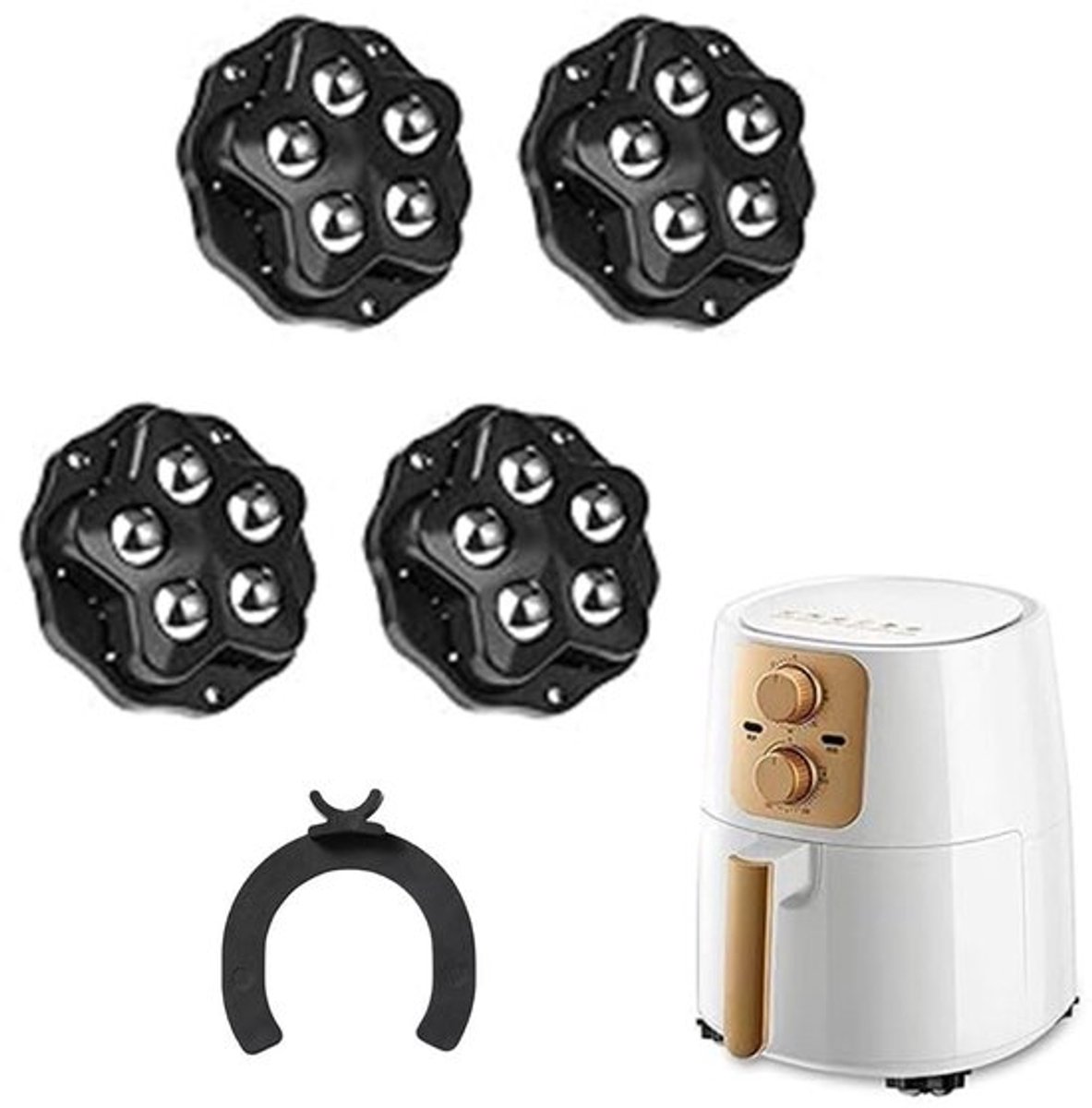 Rollen 4 stuks - Zwenkwielen met remblokken - Zelfklevend - 360° Rotatie - Voor meubels en apparaten - Sterk rolwiel, 200 kg draagvermogen - Meubelwielen