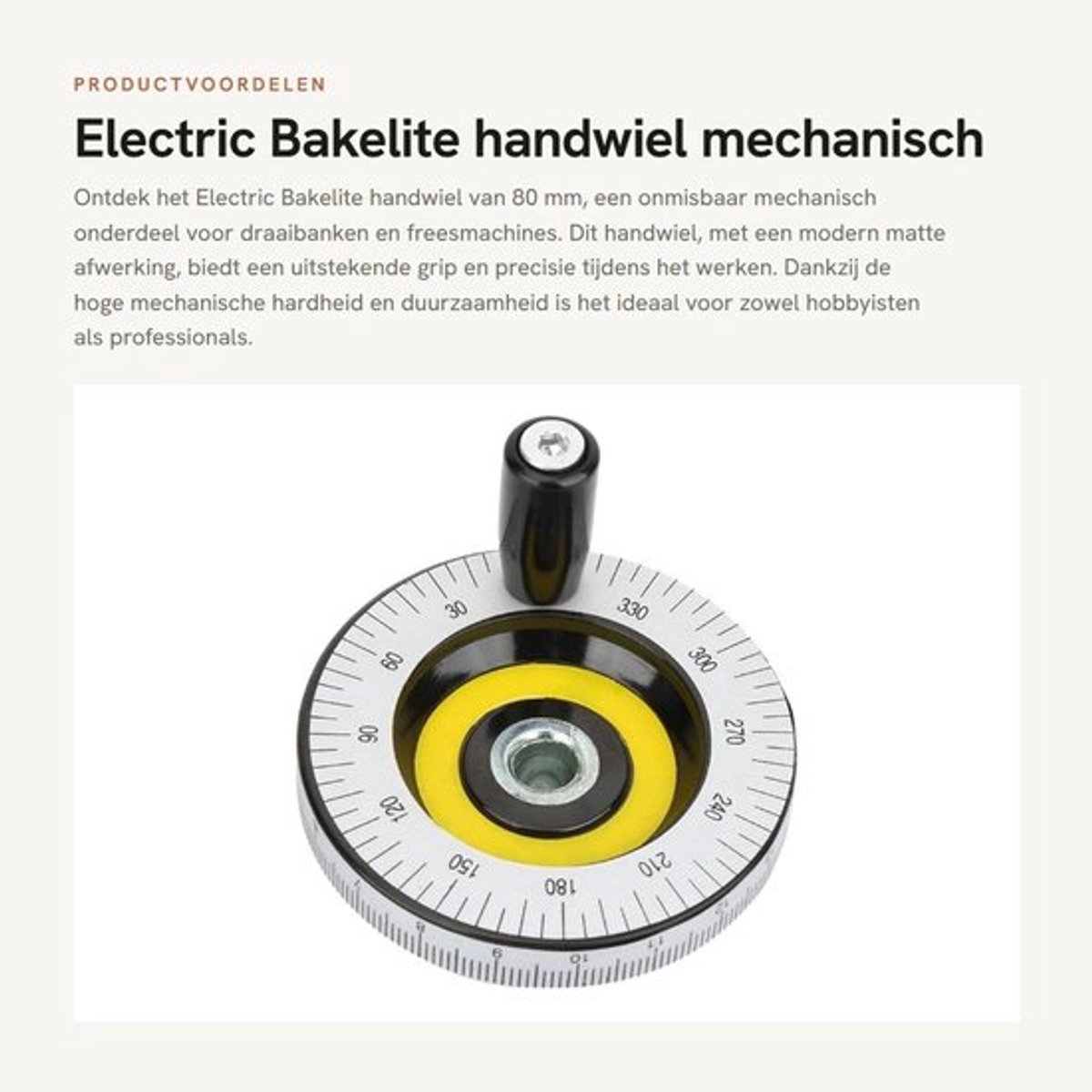 Electric Bakelite handwiel - mechanisch onderdeel - mat - 80 mm - duurzaam - geschikt voor draaibanken en freesmachines