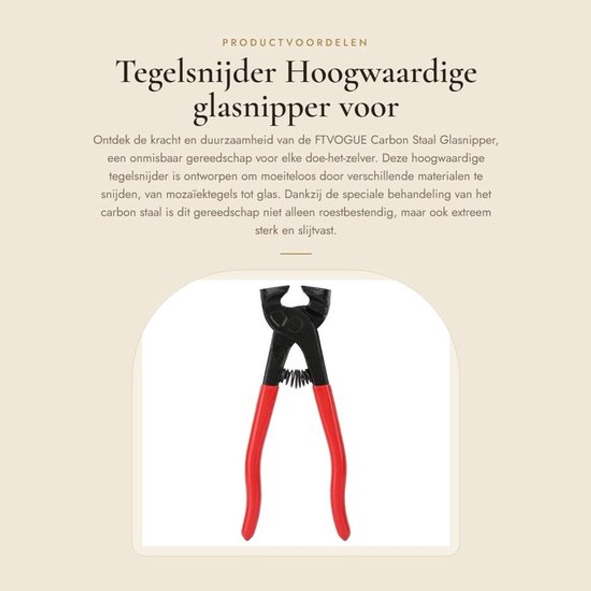 Glasnipper Hoogwaardige Carbon Staal - Tegelsnijder - Duurzaam Gereedschap - Ergonomische Handgreep - Hoge Hardheid - Efficiënt Snijden