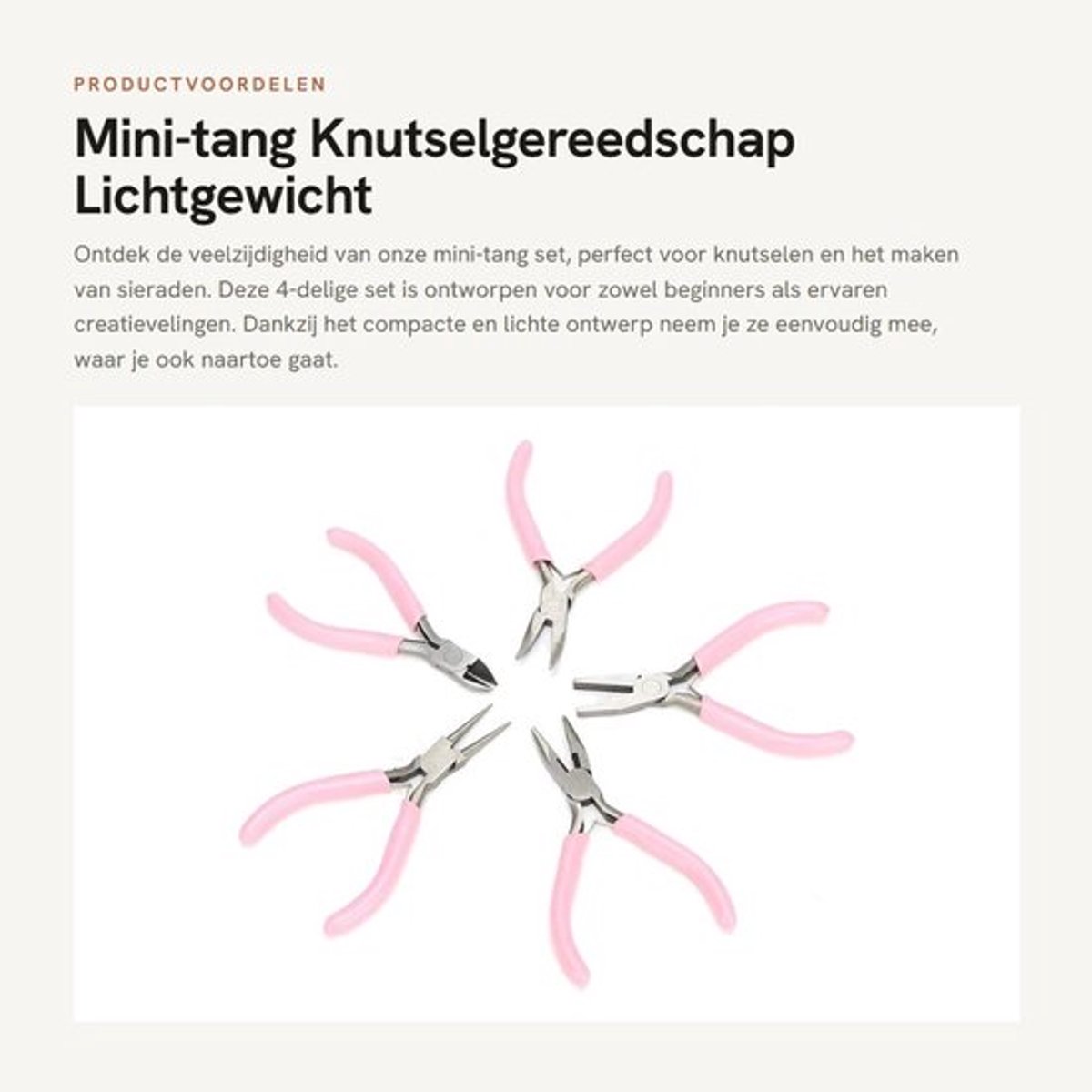 Knutselgereedschap Mini-Tang Set - 4-delige Set - Duurzaam - Lichtgewicht - Geschikt voor Sieraden - Roze Metaal