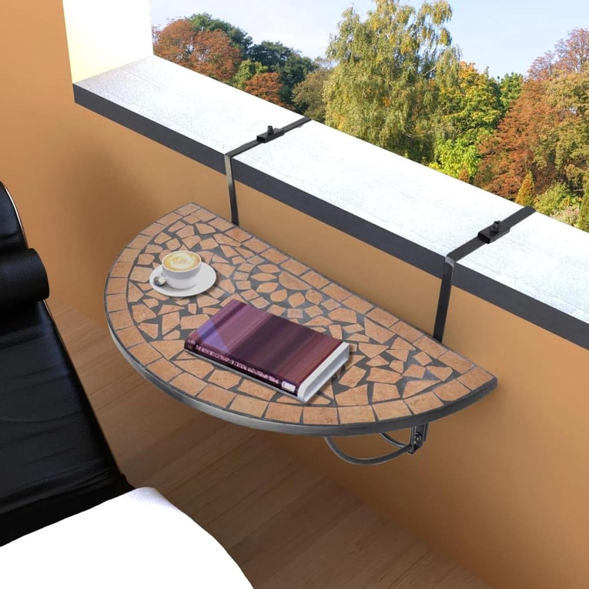 Balkon Tafel - Hangende Tafel Tuin - Buiten Zitten - Terracotta Mozaïek - 83 x 44 cm - Terracotta
