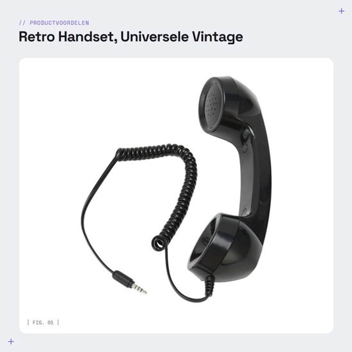 Telefoonhoorn Retro Stijl - Stralingsbestendig - 3,5mm Geluidsstekker - Mobiele Telefoonontvanger - Uitstekende Geluidskwaliteit - 1m Opgerold Koord