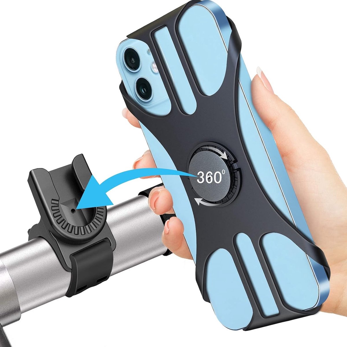 Phone holder voor fiets - Zwart - Universeel 4,0-7,0 inch - Siliconen Telefoonhouder - Voor Fietsen en Motoren
