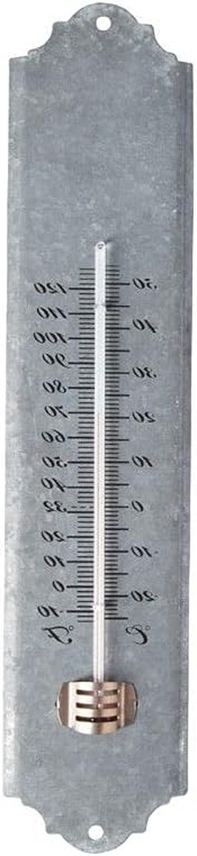 Grote Tuin Thermometer - Zink Thermometer Buiten - Temperatuur Meten - Makkelijk Leesbaar - 50 cm - Grijs