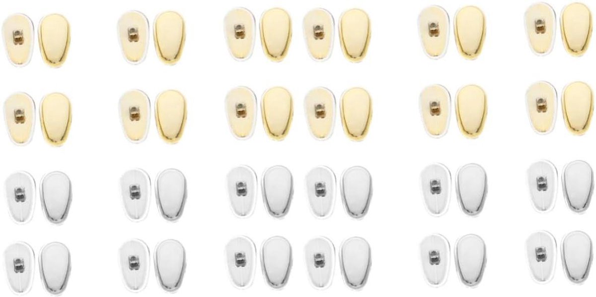 Bril Pads - Neusgrepen Kussentjes - Comfortabel Dragen - Antislip Siliconen - 1.1 cm - Goud en Zilver