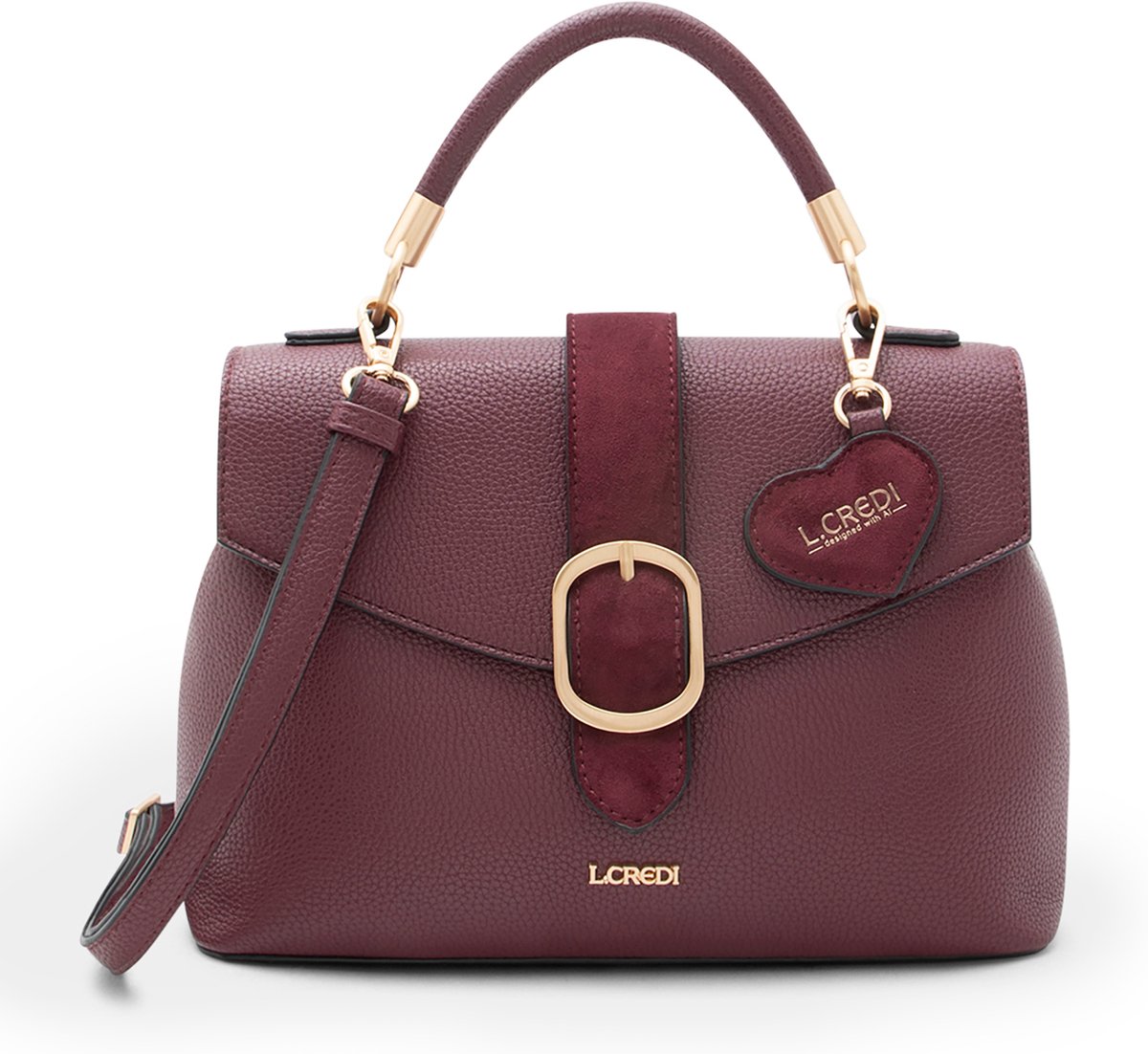 L.CREDI schoudertas handtas Solenn.ai Handbag Cherry Shade wijnrood