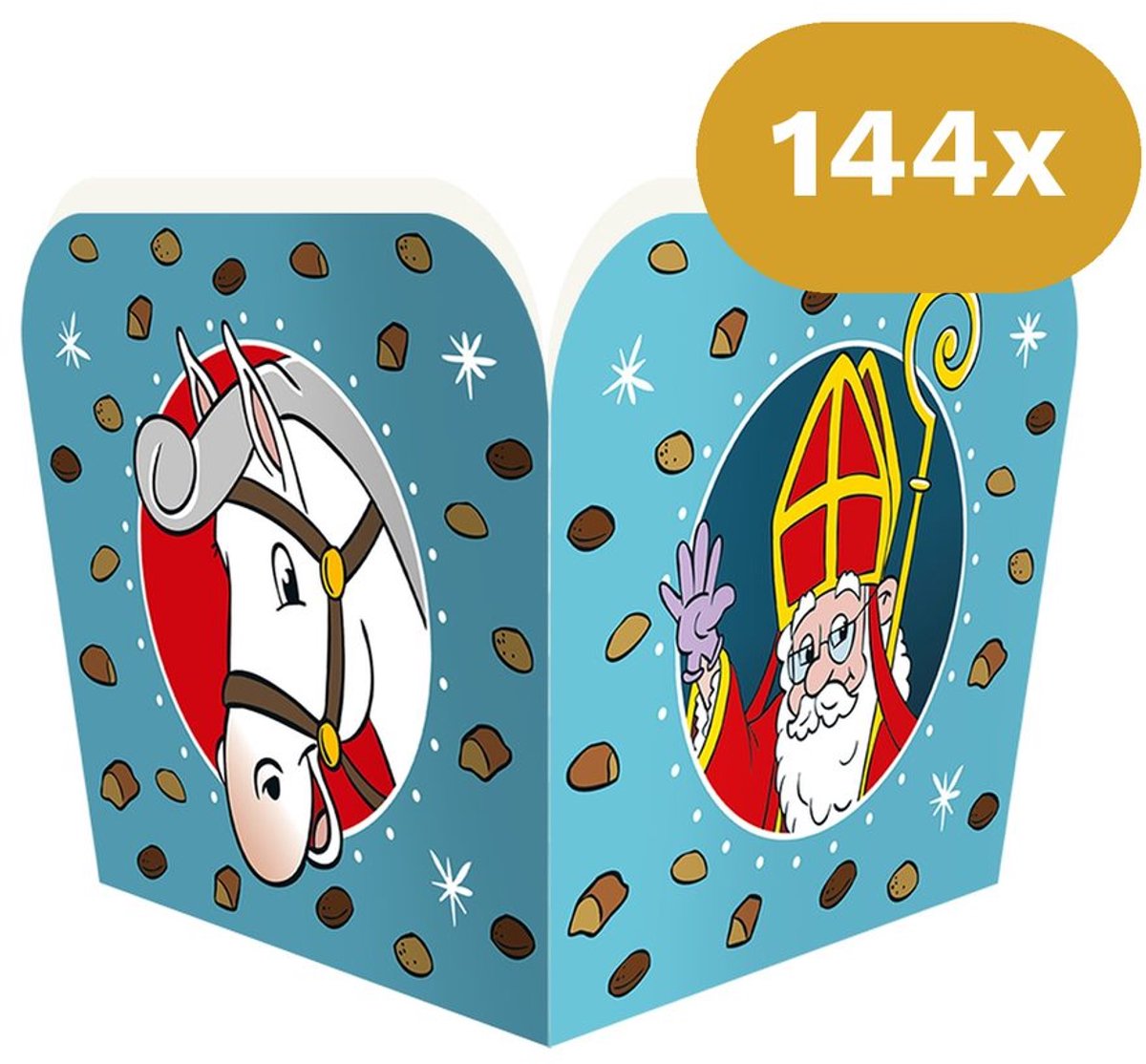 144x Sinterklaas Snackboxes 7x7x7cm - Traktatie Doosjes Sint & Paard - Uitdeel Cadeaudoosjes
