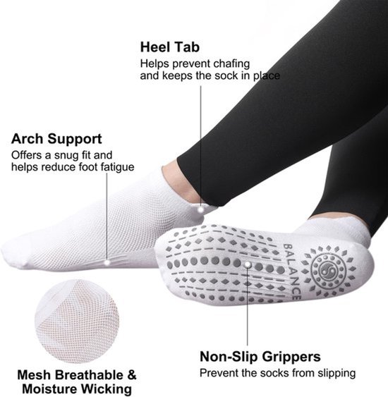 Yogasokken antislip - Antislipsokken met noppen - Sneakersokken - 3 paar - Geschikt voor yoga/pilates - Verbeterde stabiliteit — afbeelding 5