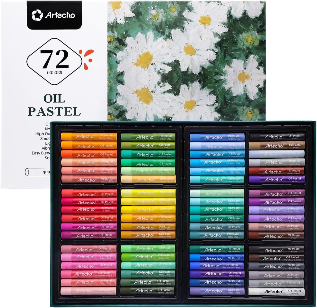 Hexagon krijt - Set van 72 kleuren - Zachte oliepastels voor tekenen en schilderen - Voor beginners en kunstenaars